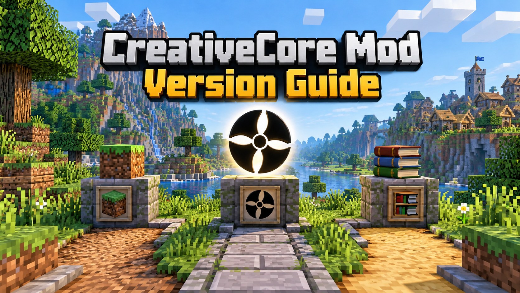 CreativeCore Mod Versions: 1.12.2, 1.16.5 and 2.x Explained Minecraft-style cover artwork
